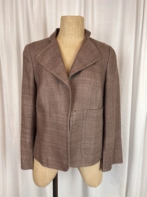 Akris Raw Silk Deep Mauve Single Breasted 3/4 Sleeve Blazer Jacket SZ 12US 42 D - Image 1 of 4