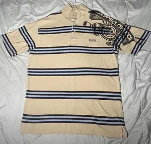 Enyce Clothing Company Polo Men's Size XL Stripe Short Sleeve Blue Black Tan - Picture 1 of 8