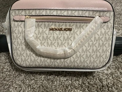 Cartera Bandolera Michael Kors Jet Set Artículo East West Cuero Firma Rosa Rubor Foto 1 de 3