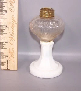 Antique Miniature Oil Lamp Clear Glass Font and White Glass Base - Picture 1 of 6