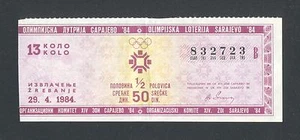 OLYMPIC SARAJEVO '84, 50 Dinara 1984 aXF, LOTERÍA OLÍMPICA RARA, VUCHKO EN LA PARTE POSTERIOR - Imagen 1 de 2