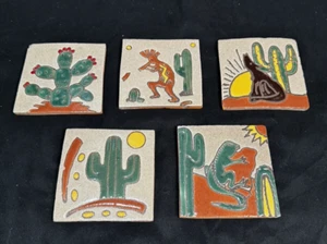 5er Set Kokopelli handgefertigte 4" Fliesen handbemalt keine Chips oder Risse! - Bild 1 von 7