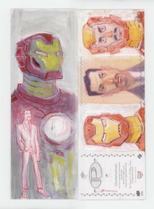2017 Marvel Premier Quad Panel Sketch Card Vue Iron Man