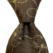 GIORGIO ARMANI Cravatte Mens Silk Necktie ITALY Luxury Geometric Brown/Green EUC