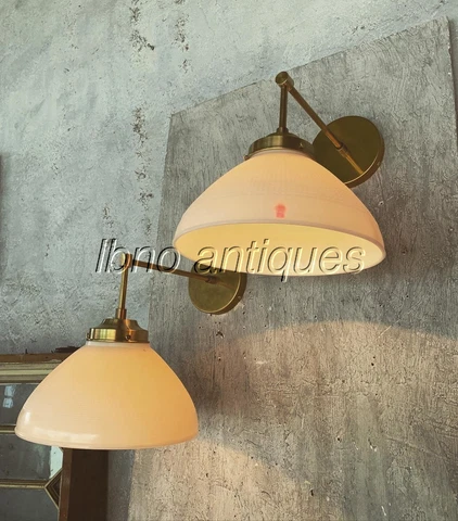PAIR OF CUSTOM MCM MILK GLASS AND BRASS WALL SCONCE LIGHTS . L@@k!!! Cover