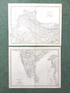 19th C 2 maps of India William Blackwood & Sons / Keith Johnston FRSE - Picture 1 of 10