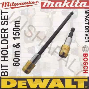passend für Dewalt Impact 2tlg Schnellspanner Bithalter Set 60 & 150 mm BOSCH MAKITA HILTI - Bild 1 von 2