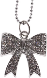 Cute TRAUDI Vintage SCHLEIFE Glitzersteine Bow HALSKETTE Necklace Rockabilly - Bild 1 von 2