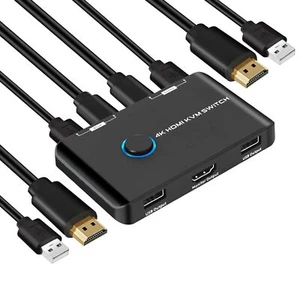 4K@60Hz Commutateur KVM Switch HDMI 2 Port Switch KVM pour brancher 2 PC sur ... - Zdjęcie 1 z 7