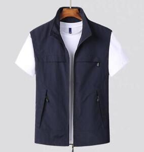 Men Outdoor Vest Multi-Pockets Waistcoat Hiking Fishing Sleeveless Soft Jackets