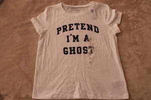 Pretend I'm a Ghost - Old Navy Girls White T-Shirt Short Sleeve Size L (10-12) - Picture 1 of 4