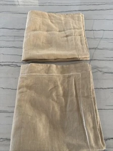 2 x Peacock Alley Euro Square Shams Beige 100% Heavy Linen Made in USA - Picture 1 of 8