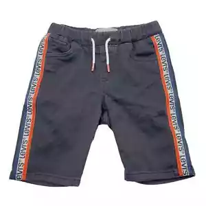 Levi's Boys Shorts Size 7 Black Denim Logo Sides Pull-On Jean Style - Picture 1 of 12