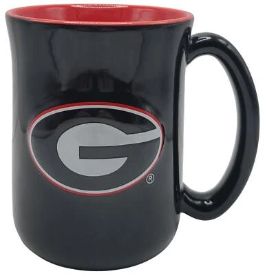 NCAA Large 15oz Sculpted Cafe Mug Raised Logo Inner Color (Georgia Bulldogs) - Image 1 of 3
