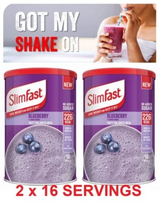 2 SlimFast Powder Shake Meal Replacement Diet Weight Loss Blueberry Milkshake - Image 1 of 4