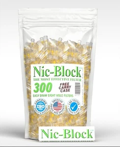 NEW NIC-BLOCK Cigarette Filter Bulk Economy Reusable 300 FILTERS TIPS FREECASE - Picture 1 of 3