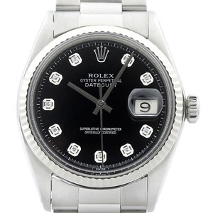 Reloj Rolex para hombre Datejust esfera diamante negro oro blanco 18K y acero inoxidable - Imagen 1 de 7