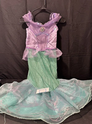 Disney Store Little Mermaid Ariel Costume size 7/8 purple green with broach - Image 1 of 4