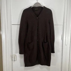 Cardigan Loro Piana puro cashmere marrone con bottoni scollo a V taglia 48 - Foto 1 di 5