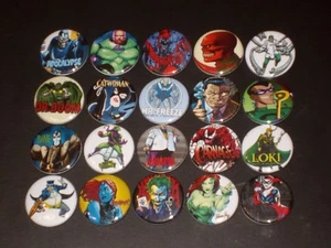 Super Heroes Villains Buttons/ Pins Set Of 20 - Picture 1 of 2