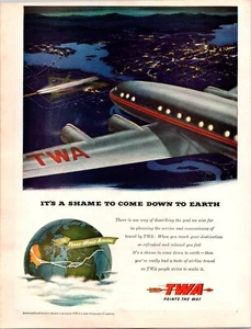 VINTAGE 1945 TWA AIRLINES DRUCK ANZEIGE - Bild 1 von 1