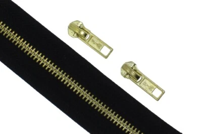 Endlos Reißverschlüsse Reißverschluss Metall schwarz meterware 1 Meter +2 Zipper - Bild 1 von 4