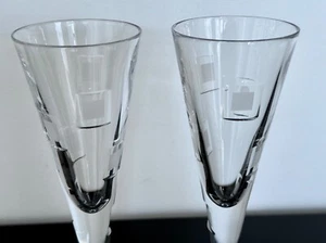 Royal Doulton METRO Set x 2 Champagne Flutes Signed Crystal 22.5cms - Picture 1 of 5