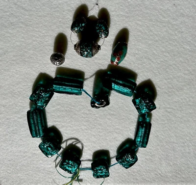 Hobbyauflösung-neue -handgef-Perlen-mit Silbereinzug-Unikate-gepfl.-siehe Fotos- - Bild 1 von 3