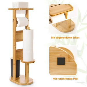 Stand WC-Garnitur Bambus Toilettenpapierhalter WC-Bürstenhalter Klorollenhalter - Bild 1 von 9