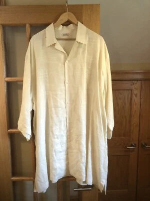 Men's Elevee Custom Linen Cotton Tan Cream Colored Button Dress Shirt Size 4XLT - Image 1 of 4