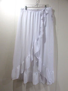 Time And Tru Womens Swimsuit Cover Up Skirt Size XL (16-18) White Elastic Waist - Picture 1 of 6
