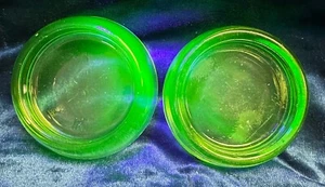 👀 2er Set (2) Hazel Atlas Green Uranglas Möbelrollen 2 1/4" 👀 - Bild 1 von 3