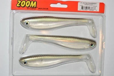 zoom 5" swimmer swimbait paddletail 3 per pack  129-404 lanier shad - Image 1 of 2