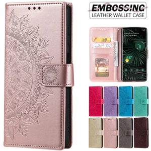 For Huawei P40 P30 Mate20 Pro Lite Embossing Case Leather Wallet Card Flip Cover - Picture 1 of 21
