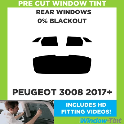For Peugeot 3008 2017+ Pre Cut Window Tint Rear 0% Blackout Film - Image 1 of 4