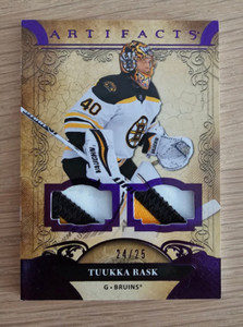 2020-21 Upper Deck Artifacts Tuukka Rask #42 Dual Purple Patch /25