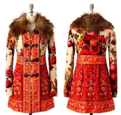 Nuevo abrigo floral de terciopelo usado en excelente estado talla 2 ANTHROPOLOGIE Elevenses Karelia Foto 1 de 4