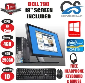 FAST DELL OPTIPLEX 790 USFF PC COMPUTER INTEL CORE i3 4GB 250GB & 19" MONITOR - Picture 1 of 1