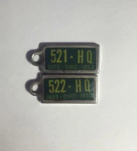 2 OHIO 1953 DAV TAGS (521-HQ , 522-HQ) - Imagen 1 de 2