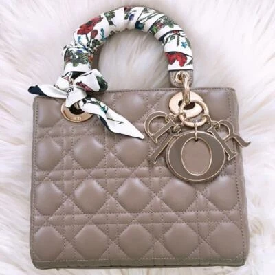 Auth Lady Dior My ABCDior Small Leather 2Way Sholder Bag Beige 20x17x8cm w/Box - Image 1 of 4