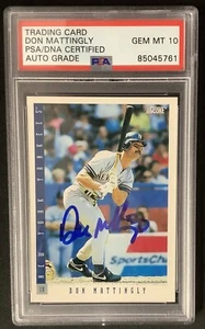 Don Mattingly Signed 1993 Score #23 Yankees Baseball Card Auto PSA/DNA MT 10 - Picture 1 of 2