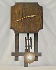 Antique OAK Arts + Crafts WALL CLOCK by National Clock & Mfg Co Chicago. Works.
