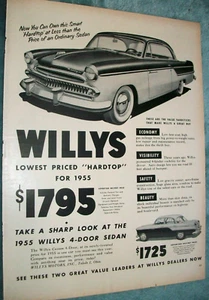 1955 55 Willys hardtop & sedan large-mg car ad - Picture 1 of 1