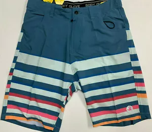 Pantalones cortos de 4 vías elásticos para caminar marítimo a rayas surf azul mezclilla - Imagen 1 de 6