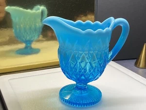 Antique Davidson Glass Cream Jug Prince William Pearline Glass Footed 1890' - Picture 1 of 11