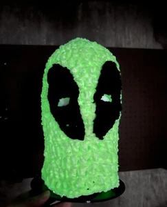 GLOW IN THE DARK ALIEN BALACLAVA MASK BEANIE HAT UFO CROCHET SPACE RAVE ATOMIC - Picture 1 of 17