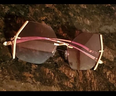 Rimless Striped Designed Gradient Sunglasses - Image 1 of 4