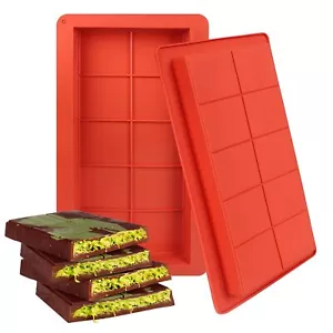 Deep Chocolate Bar Mold 2 Pack Dubai Chocolate Bar Mold Big and Thick Silicon... - Picture 1 of 7