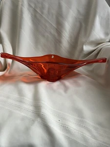 MCM VIKING Glass Amberina Orange Epic Stretch Console Bowl Oblong Dish - Picture 1 of 7
