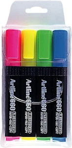 Artline 660 1-4mm Wallet of 4 Chisel Tip Marker - Flurocent Pink (EK-660 pck 4) - Picture 1 of 1
